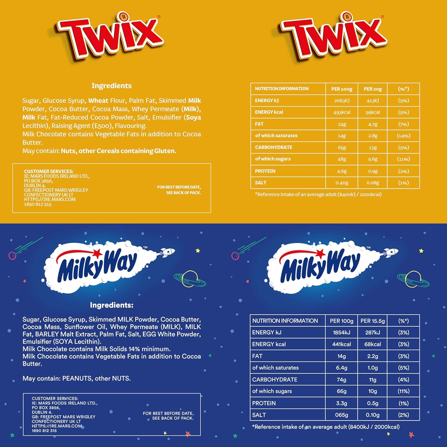 Mixed Chocolate Bars Multipack 358g