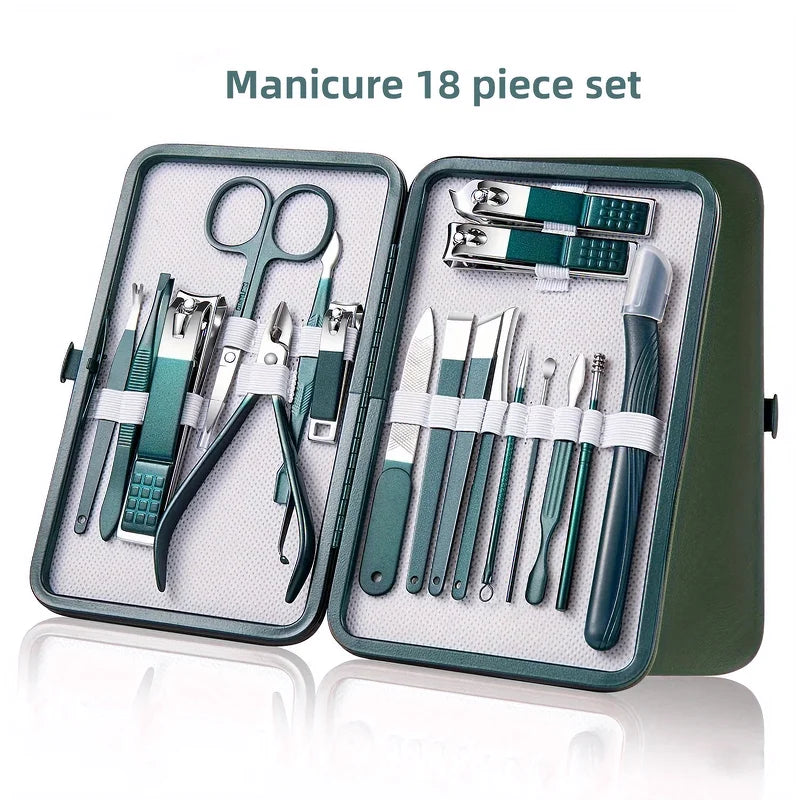 Professional nail clippers 7/10/12/18Piece Nail Care Kit Stainless Steel Manicure Pedicure Set Nail Clipper Set with Travel Case