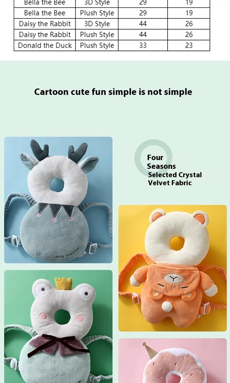 AIBEDILA Baby Head Protector Pillow Cartoon Backpack Toddler Safety Cushion for Learning to Walk Newborn Kids Anti-Fall Support