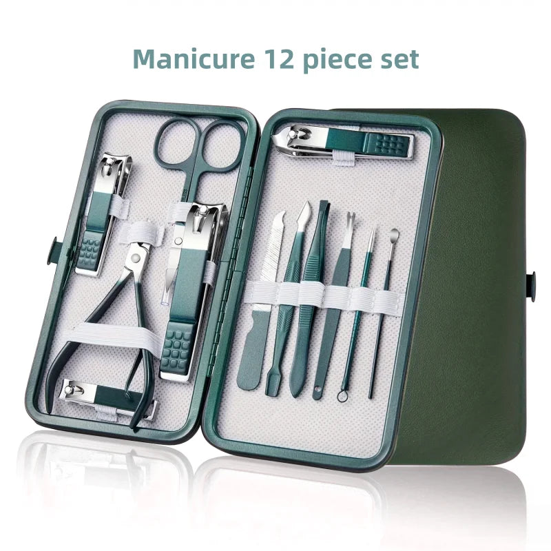 Professional nail clippers 7/10/12/18Piece Nail Care Kit Stainless Steel Manicure Pedicure Set Nail Clipper Set with Travel Case