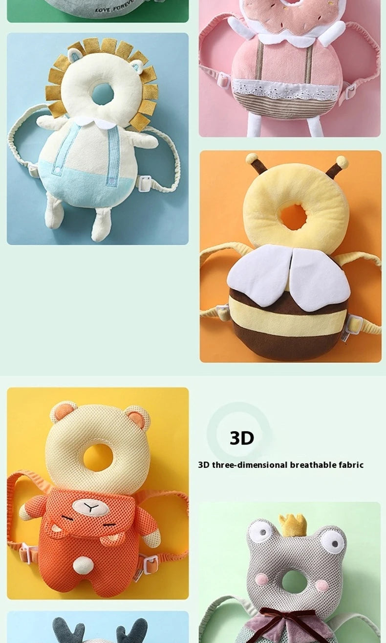 AIBEDILA Baby Head Protector Pillow Cartoon Backpack Toddler Safety Cushion for Learning to Walk Newborn Kids Anti-Fall Support