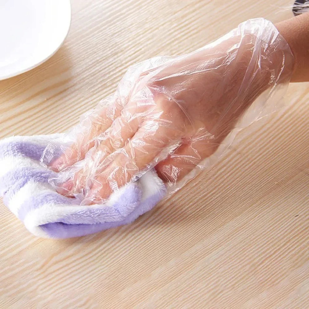 100/200Pcs Disposable Gloves Plastic Gloves Transparent Eco-Friendly Cleaning Gloves for DIY Cooking Kitchen Accessories