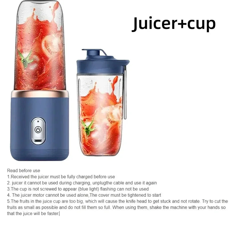USB Blender Electric Travel Juicer Cup For Smoothie Milkshake Kitchen Mini Mixer Tool 6 Color 400ml Portable