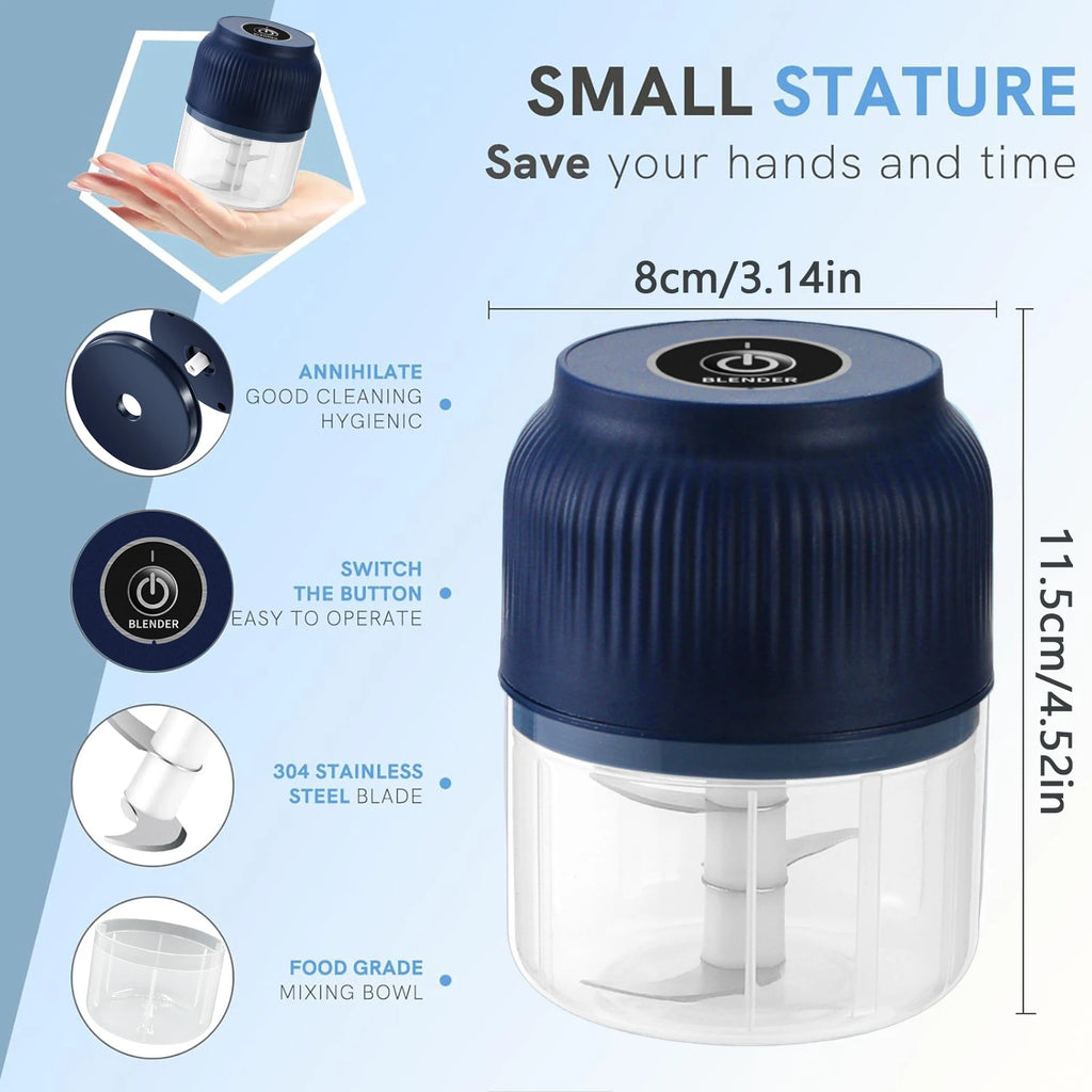 Vegetable Chopper Electric 250ml Mini Wireless USB Rechargeable   Garlic Crusher Food Chopper for Kitchen Gadgets for Garlic