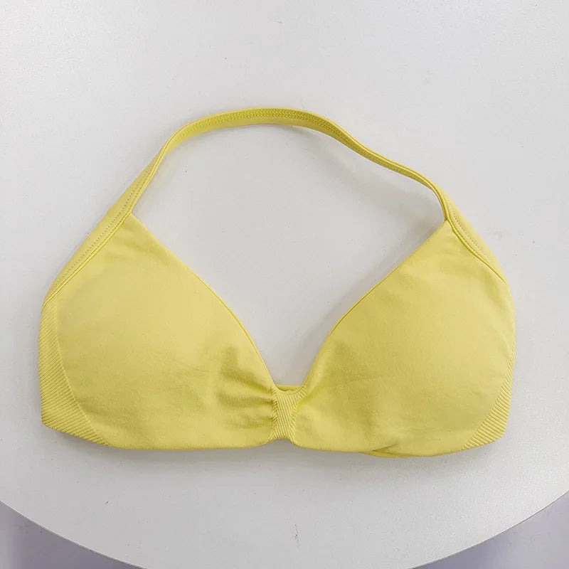 Women's High-Support Lace-Up Sports Bra - Thin-Strap Camisole, Seamless, Tight-Fit for Push-Up Training & Yoga, Gym Top