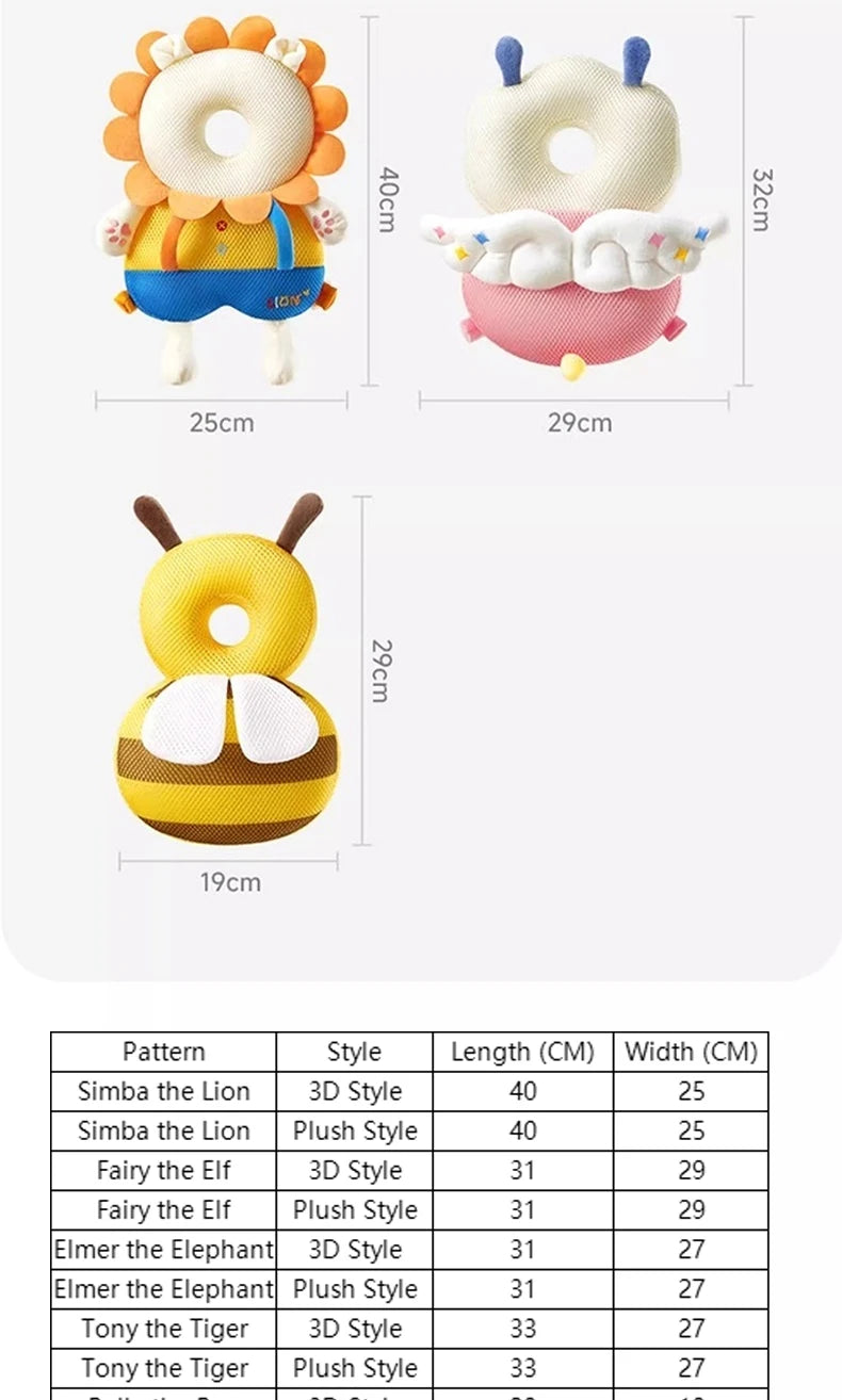 AIBEDILA Baby Head Protector Pillow Cartoon Backpack Toddler Safety Cushion for Learning to Walk Newborn Kids Anti-Fall Support