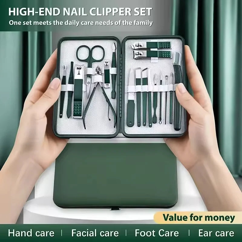 Professional nail clippers 7/10/12/18Piece Nail Care Kit Stainless Steel Manicure Pedicure Set Nail Clipper Set with Travel Case