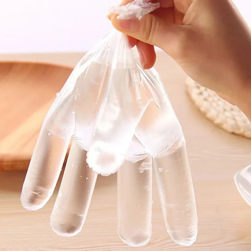 100/200Pcs Disposable Gloves Plastic Gloves Transparent Eco-Friendly Cleaning Gloves for DIY Cooking Kitchen Accessories