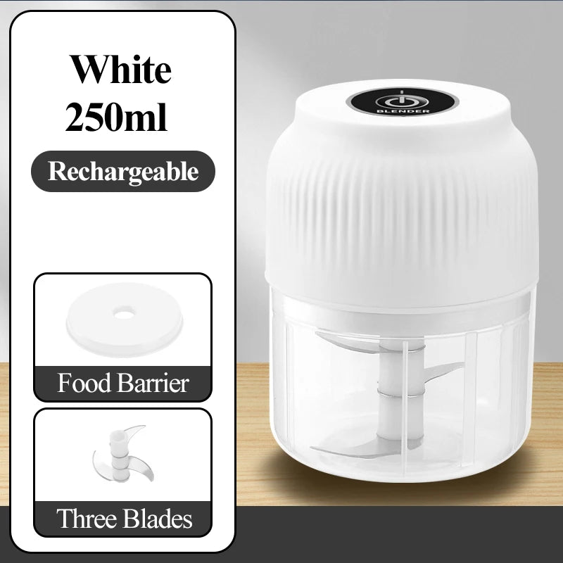 Vegetable Chopper Electric 250ml Mini Wireless USB Rechargeable   Garlic Crusher Food Chopper for Kitchen Gadgets for Garlic