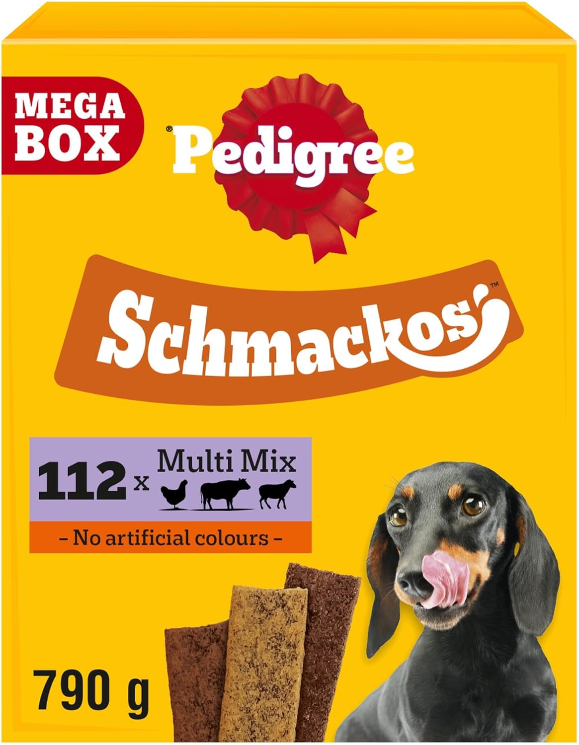 Pedigree Schmackos Mega Pack 110/112 Strips Snacks, Dog Treat Multipack with Beef, Lamb and Poultry Flavours